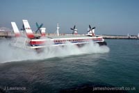 The SRN4 with Hoverspeed in Dover - The Princess Margaret (GH-2006) departing Dover (Pat Lawrence).